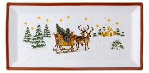 Vánoční tác na cukroví Veselé Vánoce, 36x18 cm Sáňky Rosenthal (Happy Christmas/ červený)