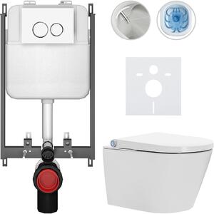 Závěsné WC s bidetem Basic/Cronus Standard - bílá lesklá - WC tlačítko Dualo/Bílá - pro zazdění - 59,3x38,4 cm