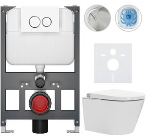 Závěsné WC s bidetem Basic/Cronus Standard - bílá lesklá - WC tlačítko Dualo/Bílá - závěsné - nízký modul - předstěnová instalace - 59,3x38,4 cm