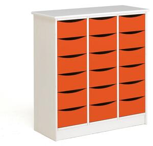 AJ Produkty Skříň BJÖRKAVI, 18 zásuvek, bílá, oranžová