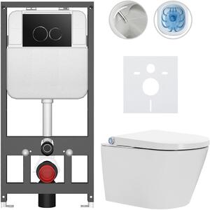 Závěsné WC s bidetem Basic/Cronus Standard - bílá lesklá - WC tlačítko Dualo/Černá - závěsné - předstěnová instalace - 59,3x38,4 cm