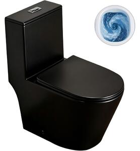 WC kombi Marmo, Double Vortex - vírové splachování + Slim/SoftClose sedátko - spodní/zadní odpad - černá matná - 70x36 cm