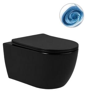 WC závěsné Felci, Vortex - vírové splachování + Slim/SoftClose sedátko - černá matná - 55,5x36 cm