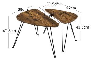 Konferenční stolek Pansy-set 2 kusů hnědá, černá, 60x47,5x38 cm