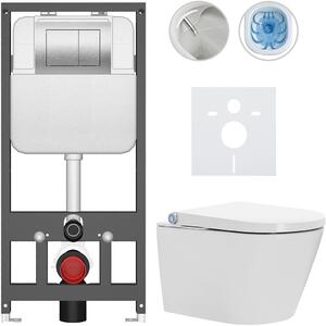 Závěsné WC s bidetem Basic/Cronus Standard - bílá lesklá - WC tlačítko Maxio/Stříbrná - závěsné - předstěnová instalace - 59,3x38,4 cm