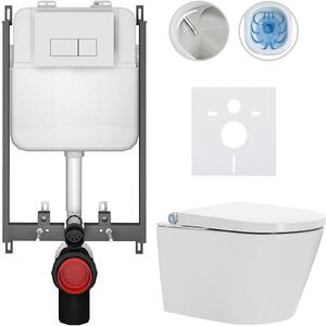 Závěsné WC s bidetem Basic/Cronus Standard - bílá lesklá - WC tlačítko Modulo/Bílá - pro zazdění - 59,3x38,4 cm