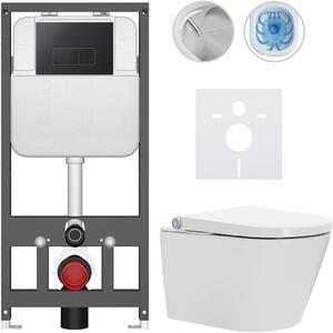 Závěsné WC s bidetem Basic/Cronus Standard - bílá lesklá - WC tlačítko Modulo/Černá - závěsné - předstěnová instalace - 59,3x38,4 cm