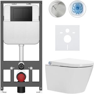 Závěsné WC s bidetem Basic/Cronus Standard - bílá lesklá - WC tlačítko Maxio/Černá - závěsné - předstěnová instalace - 59,3x38,4 cm