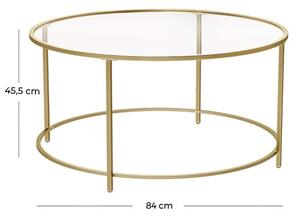 Konferenční stolek Nelas (zlatá, 84x45,5x84 cm)