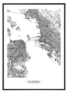 San Francisco map - 50x70 cm Obraz