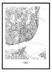 Lisbon map - 50x70 cm Obraz