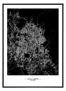 Kuala Lumpur map - 50x70 cm Obraz