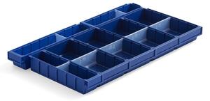 AJ Produkty Organizér do zásuvky MIX, do regálu s otevřenými rámy, hloubka 500 mm