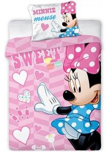 Povlečení do malé dětské postýlky Sweet Minnie Mouse - Disney - 100% bavlna - 100 x 135 cm + 40 x 60 cm