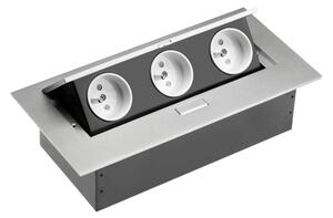 GTV AE-PB03GU-53 Zásuvky stolní, 3x zásuvka, ALUMINIUM