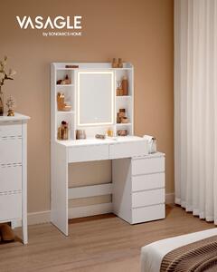 VASAGLE Toaletní stolek 6 zásuvek LED osvětlení 98 x 145 x 40 cm bílá