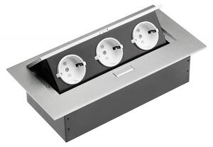 GTV AE-PB03GS-53 Zásuvky stolní, 3x zásuvka SHUCKO, ALUMINIUM