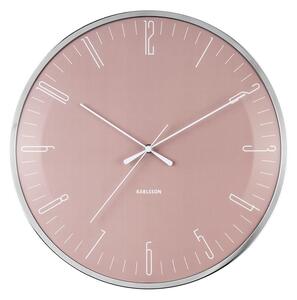 KARLSSON Nástěnné hodiny Dragonfly Dome Glass ružová ø 40 cm x 4 cm