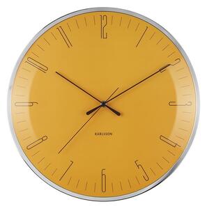 KARLSSON Nástěnné hodiny Dragonfly Dome Glass žlutá ø 40 cm x 4 cm