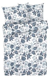 LIVARNO home Ložní povlečení Renforcé, 220 x 240 cm, 70 x 90 cm (modrá/bílá/květiny) (100350394004)