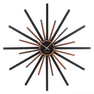 KARLSSON Nástěnné hodiny Diva černá, tmavé dřevo ø 60 cm x 4,5 cm