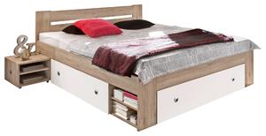POSTELOVÁ SESTAVA, 140/200 cm, bílá, barvy dubu Carryhome - Postele s nočními stolky