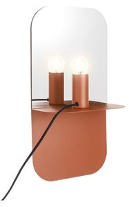 LEITMOTIV Nástěnná lampa se zrcadlem Plate Iron matná hnedá 45 × 24 × 12 cm