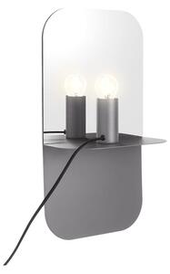LEITMOTIV Nástěnná lampa se zrcadlem Plate Iron matná šedá 45 × 24 × 12 cm