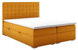 Čalouněná postel Charlize 140x200, žlutá, vč. matrace a topperu