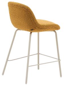 Hořčicově žlutá čalouněná barová židle Kave Home Aimin 65 cm