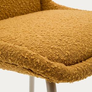 Hořčicově žlutá čalouněná barová židle Kave Home Aimin 65 cm