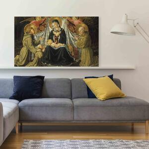 Reprodukce obrazu Madona s dítětem a světci Bernardin Sienský a František z Assisi s donátorem Jacopem da Montefa