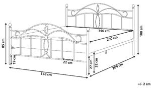 Kovová postel 140 x 200 cm černá ANTLIA