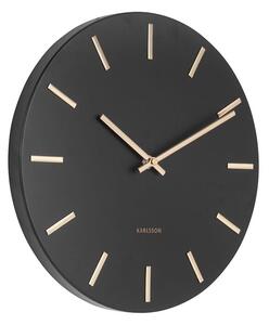 KARLSSON Nástěnné hodiny Charm Steel černá, zlatá ø 30 cm x 3,5 cm