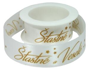 Vánoční látková stuha 2m Šťastné a veselé 7402805