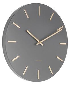 KARLSSON Nástěnné hodiny Charm Steel šedá, zlatá ø 30 cm x 3,5 cm