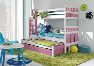 Meblobed Poschoďová postel Max - pro 3 děti Velikost spací plochy: 180x80, Barva dílů: buk, Barva konstrukce: olše