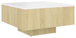 Konferenční stolek bílý a dub sonoma 60x60x31,5 cm dřevotříska