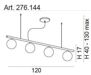 Metal lux 276.133.03 Libra, závěsné svítidlo 4xG9, černá/bílé sklo, délka 120cm