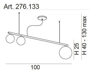 Metal lux 276.144.03 Libra, závěsné svítidlo 3xG9, černá/bílé sklo, délka 100cm