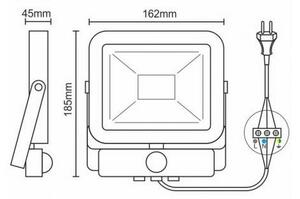 LED Reflektor se senzorem LED/20W/265V 1800lm bílá IP65