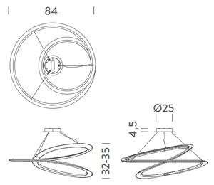 Nemo Kepler Minor Downlight, moderní svítidlo pro přímé osvětlení, 77W LED 2700K stmívatelné, zlatá, prům. 84cm