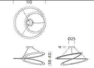 Nemo Kepler Downlight, bílé svítidlo pro přímé osvětlení, 86W LED 2700K stmívatelné, prům. 110cm