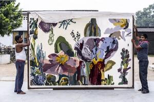 Nanimarquina Vlněný koberec Backyard, kolekce Flora Rozměr: 170x240 cm