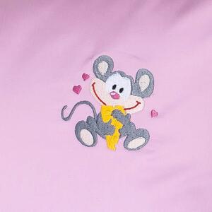 Dětské povlečení Veba GEON bavlněný satén růžová s výšivkou Myška Velikost: 90x135 cm + 40x60 cm