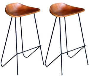 Barové židle 2 ks černé a hnědé pravá kůže