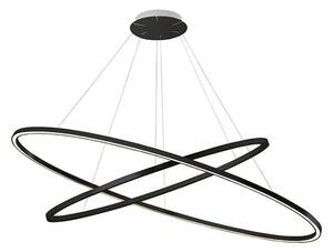 Nemo Ellisse Pendant Double, černé oválné závěsné svítidlo, 85W LED 2700K, 135x70cm