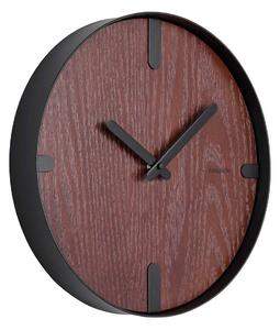 KARLSSON Nástěnné hodiny Dashed Walnut černé 30 × 4,8 cm