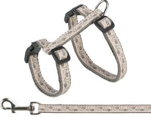 Postroj pro kočky s vodítkem, 27-45 cm/ 13mm, 1,20 m, šedá/béžová