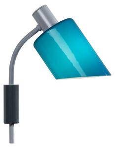 Nemo Lampe De Bureau, nástěnná lampa s modrým stínítkem, 1x20W E14, výška 29cm